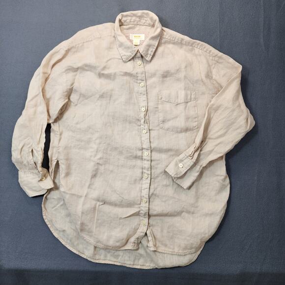 Anthropologie Maeve Womens Top Small Beige Linen Button Up Lagenlook Capsule - Picture 14 of 15